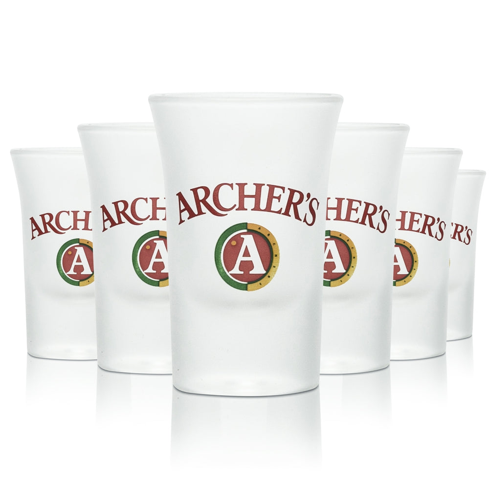6x Archers Schnaps Glas Shot 2cl Milchglas Kurze Stamper Gläser Peach Likör Bar