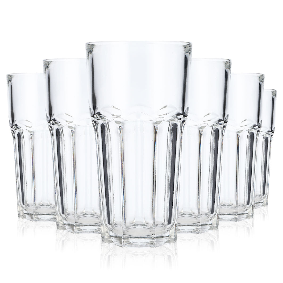 6x Arcoroc Glas Cocktailglas 0,65l Longdrinkglas im Reliefschliff Becher – Ansicht 4