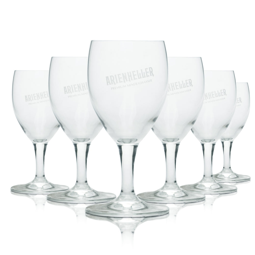 6x Arienheller Glas 0,18l Kelch Tulpe Mineral Wasser Sprudel Soda Quell Brunnen