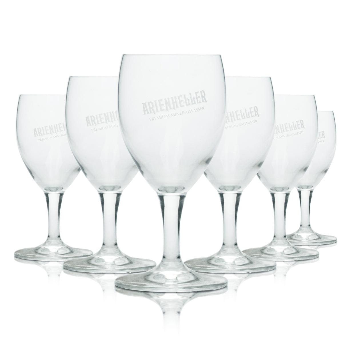 6x Arienheller Glas 0,18l Kelch Tulpe Mineral Wasser Sprudel Soda Quell Brunnen