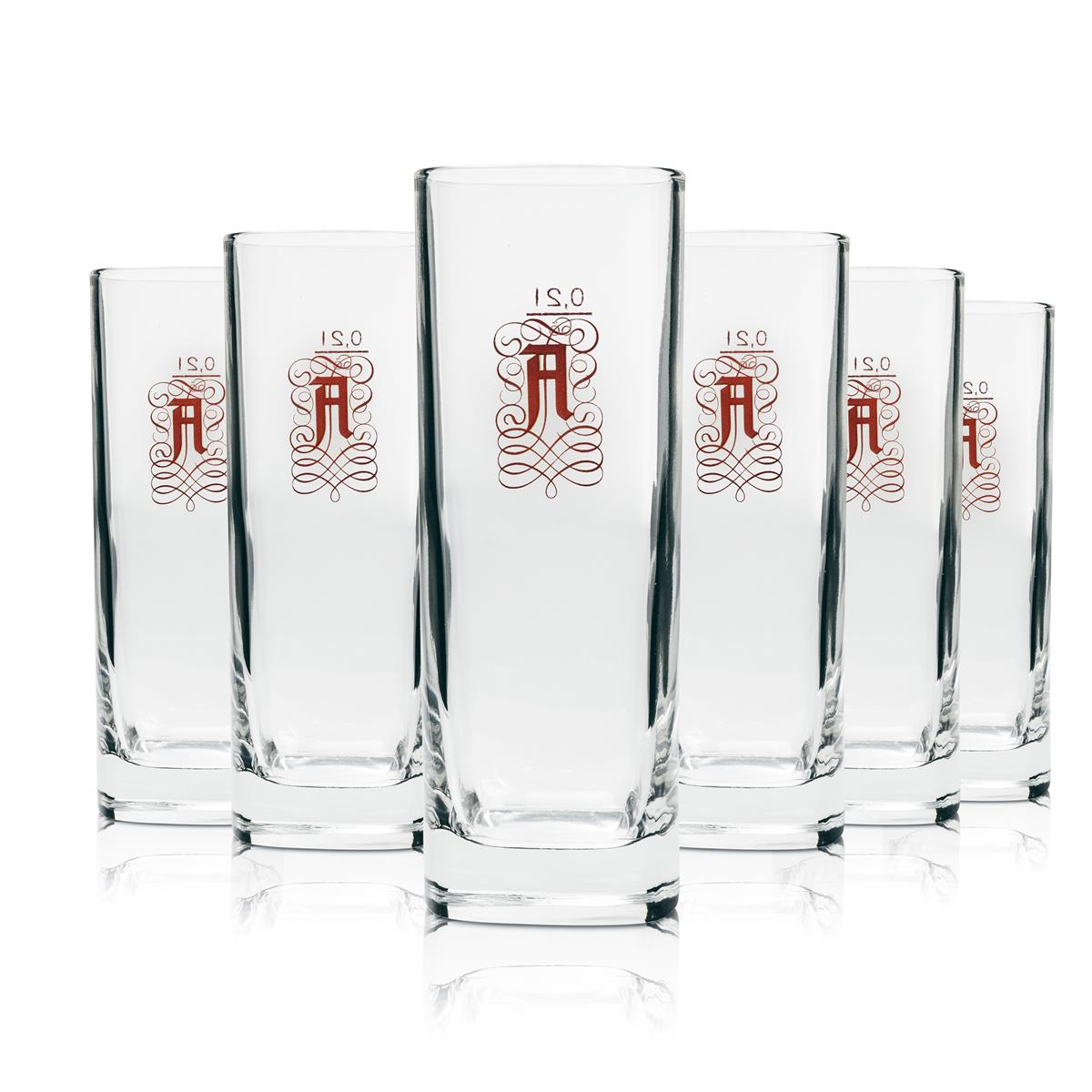 6x Asbach Uralt Glas Longdrink alte eckige Version