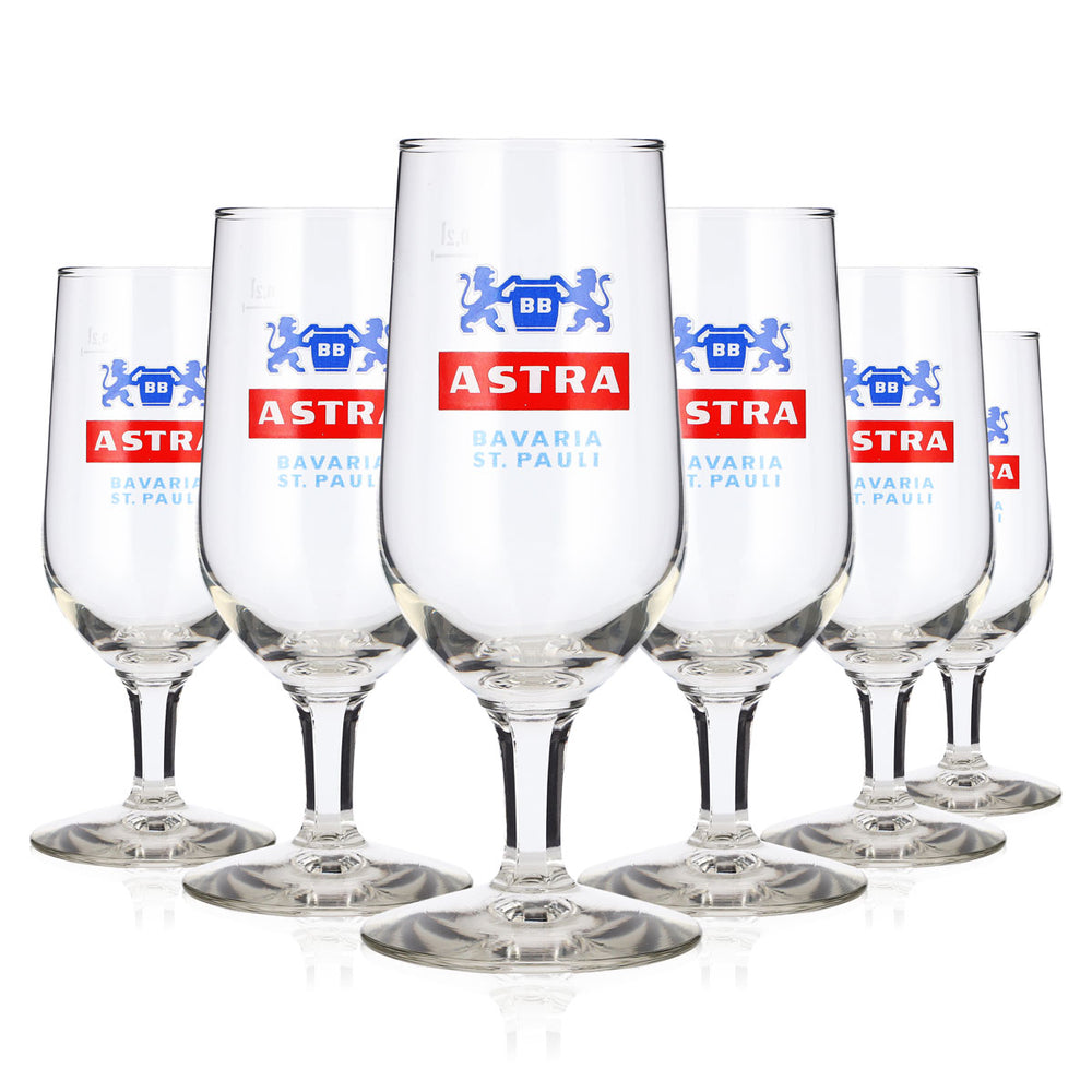 6x Astra Bier Glas 0,2l Tulpe St.Pauli rastal Pokal Bierglas Pokalglas