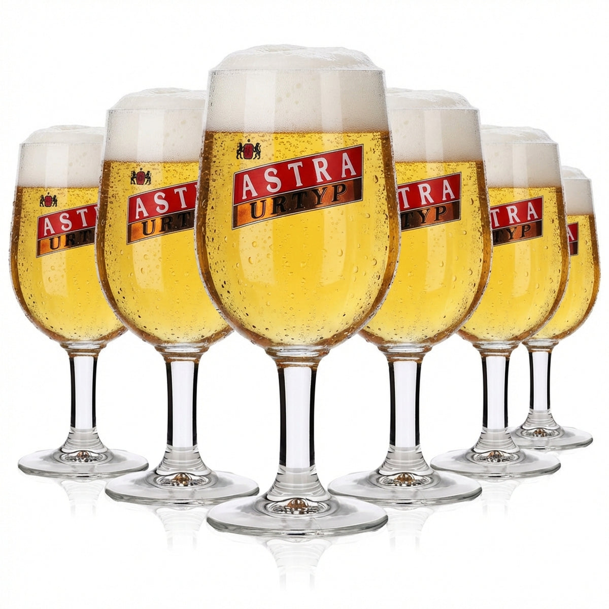 6x Astra Bier Glas Bierglas Kiez Reeperbahn 0,3l Pokal "Urtyp" schräges Logo