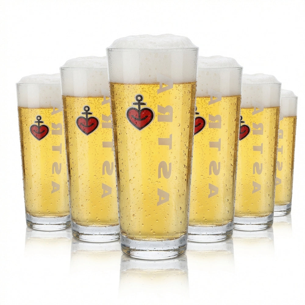 6x Astra Glas 0,5l Exclusiv Willi Becher Bier Gläser Set Brauerei Hamburg