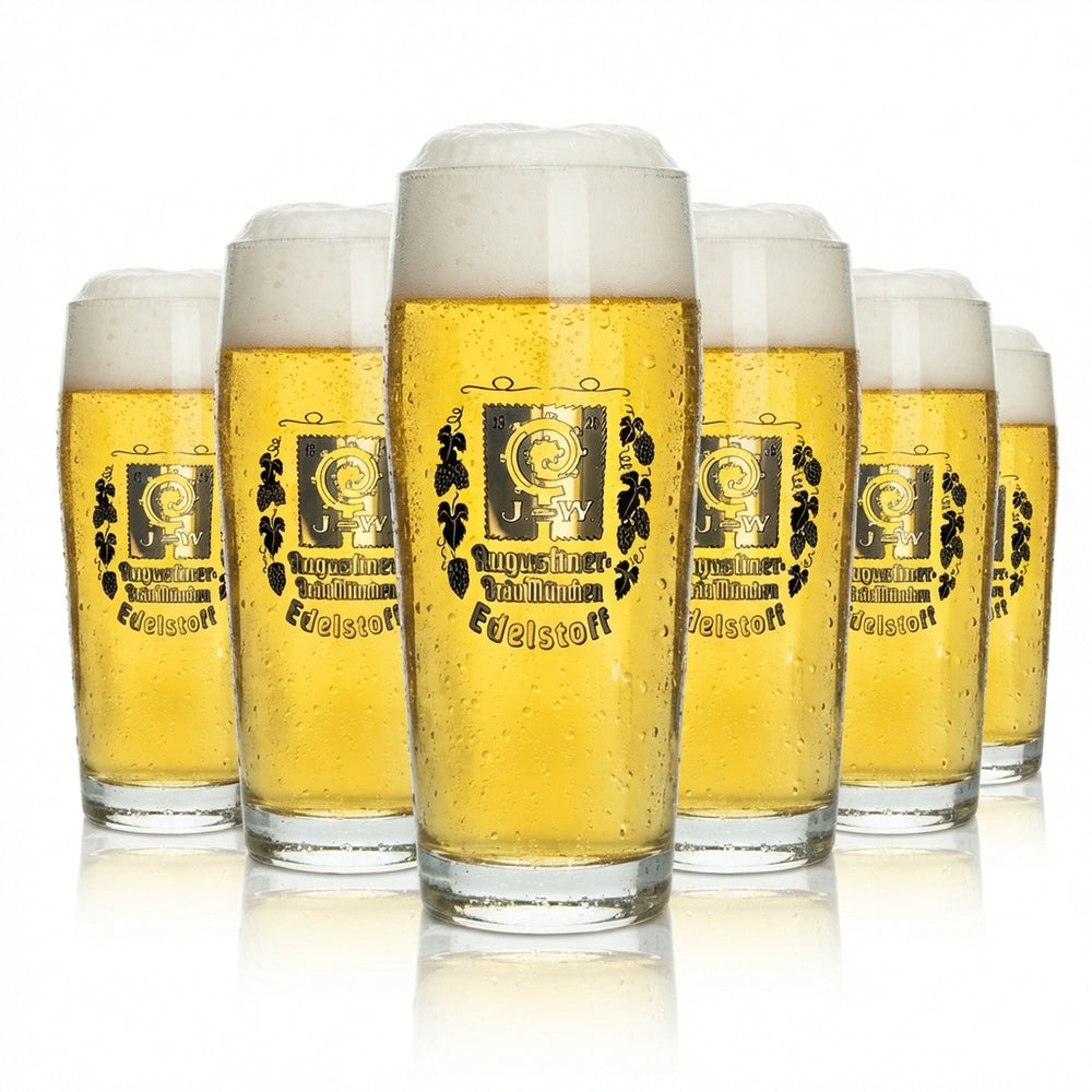 6x Augustiner Bier Glas 0,5l rastal mit Goldrand