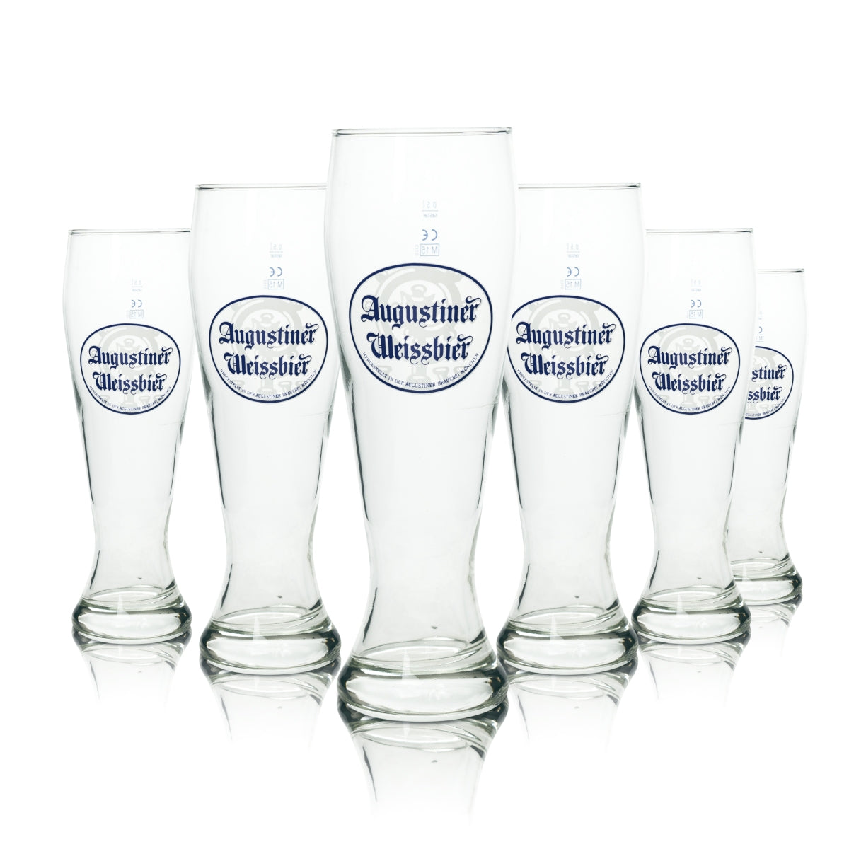 6x Augustiner Bier Glas 0,5l Weißbier Weissach Rastal Hefe Weizen Gläser Beer