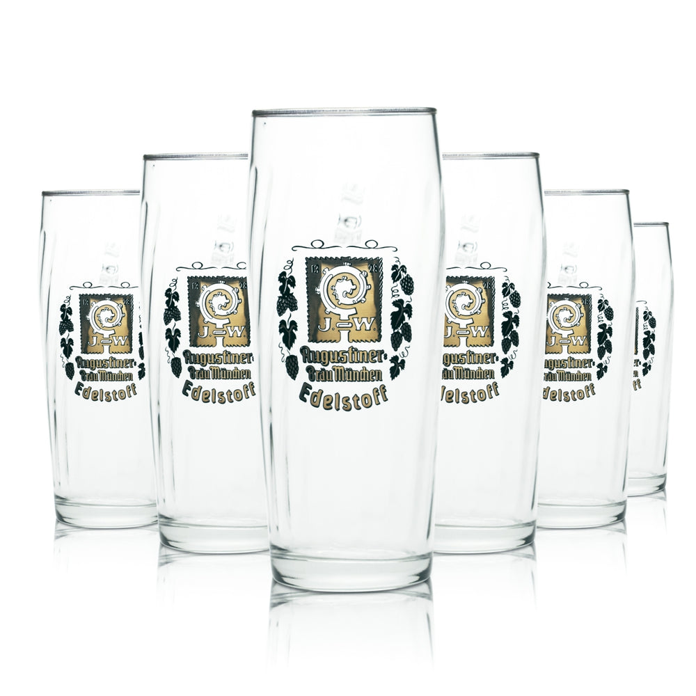 6x Augustiner Glas 0,5l Bier Becher Goldrand Gläser Edelstoff München Bräu