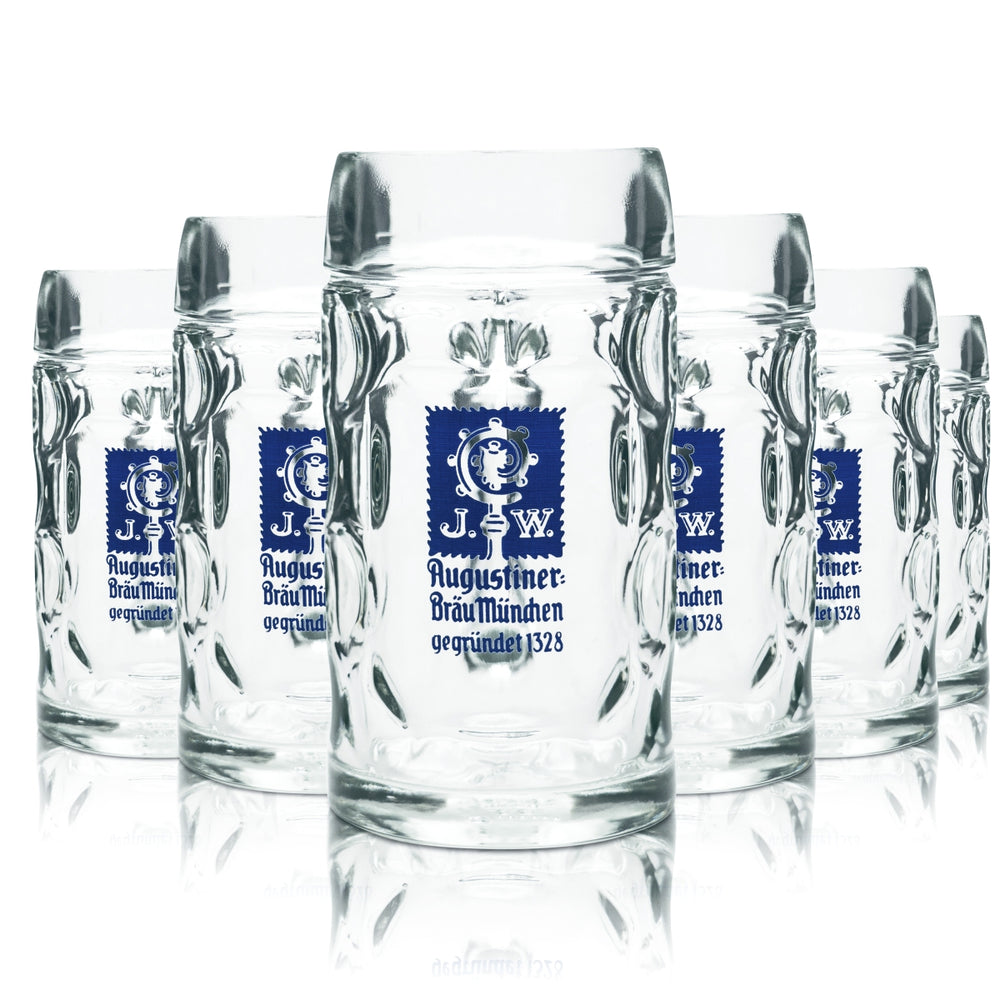 6x Augustiner Glas 0,5l Krug Humpen Seidel Helles Gläser Krüge München Gastro