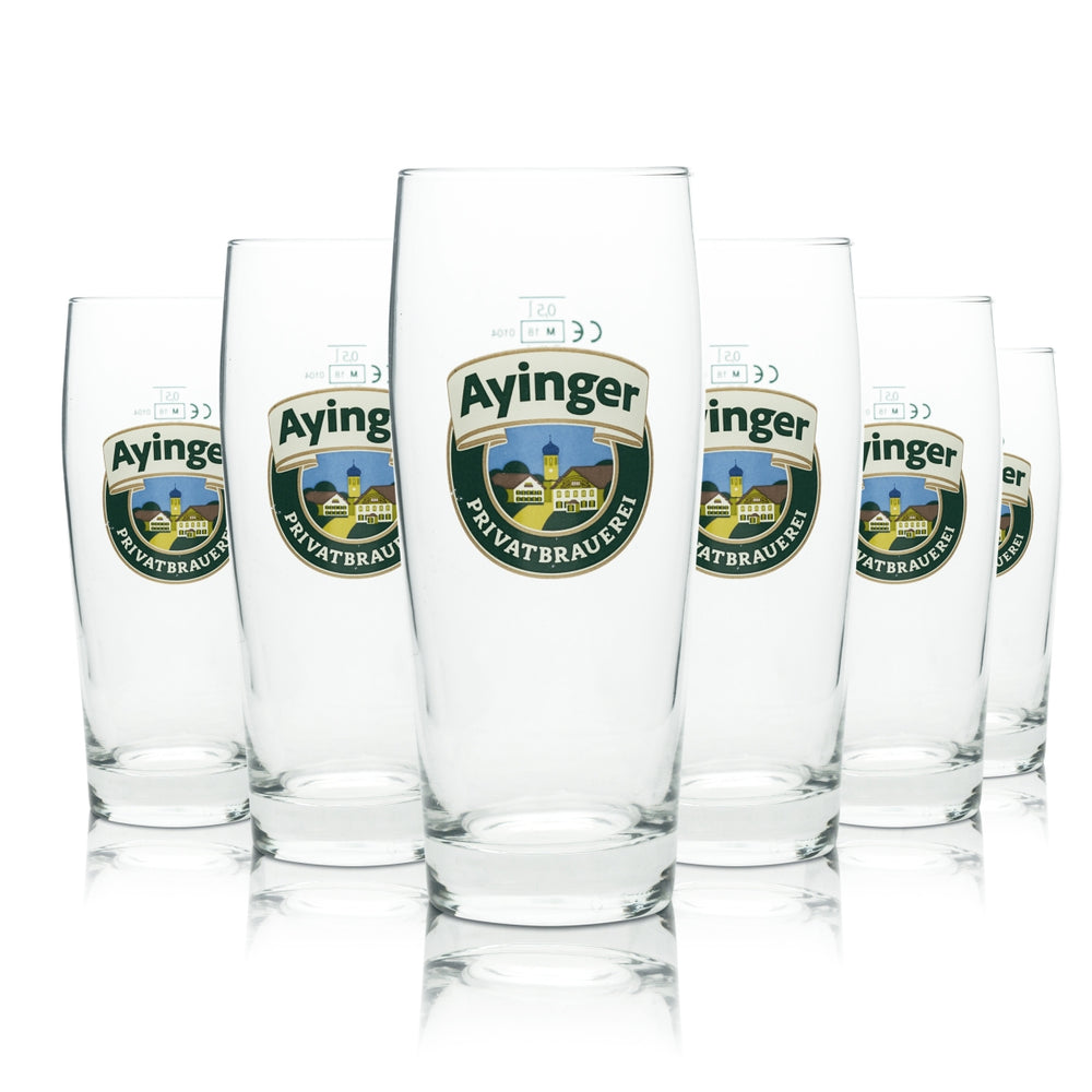 6x Ayinger Bier Glas 0,5l Becher Privatbrauerei Willi Gläser Pils Beer Helles