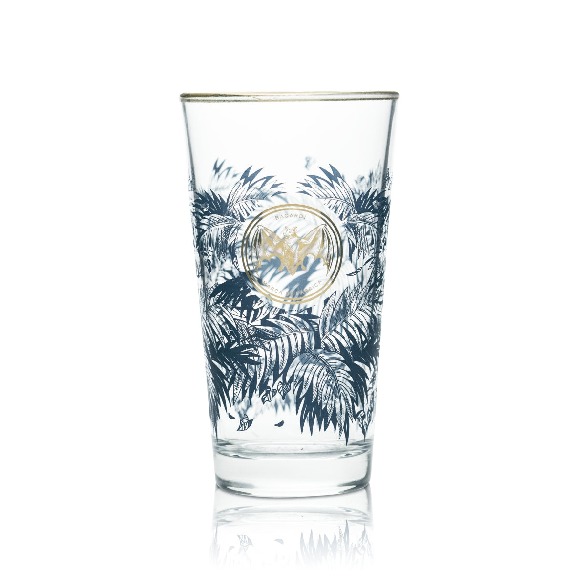 6x Bacardi Glas 0,4l Longdrink Cocktail Gläser Goldrand Palmen Razz Oakheart – Ansicht 2