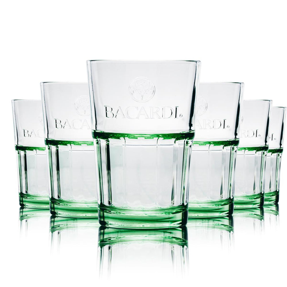 6x Bacardi Rum Glas grün Longdrink stapelbar 36cl