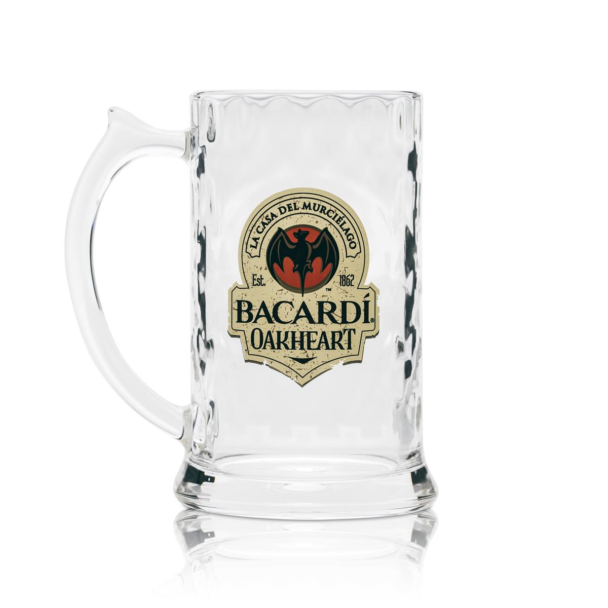 6x Bacardi Rum Glas Krug Echtglas Oakheart 350ml – Ansicht 2