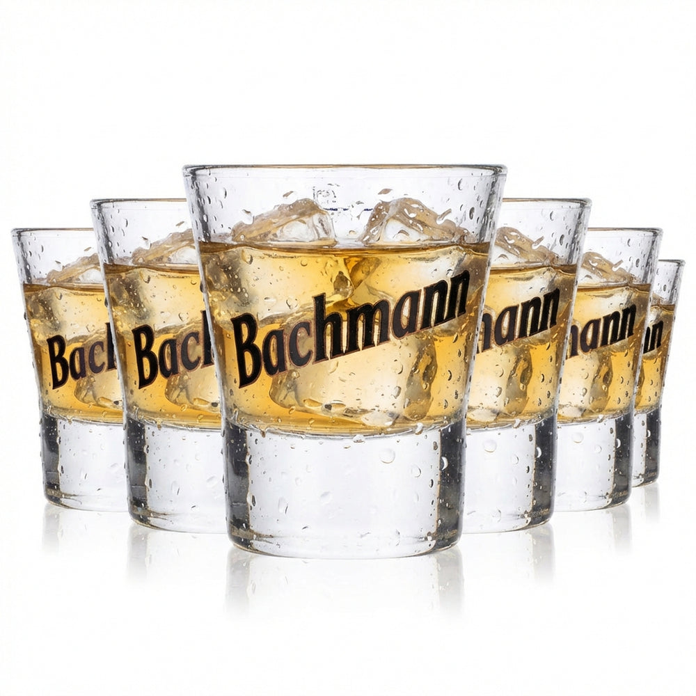 6x Bachmann Likör Stamper Kurzer Schnapsglas Glas 4cl Shotglas