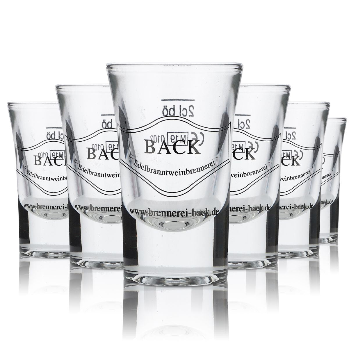 6x Back Glas 2cl Schnapsglas Shotglas Kurze Stamper Gläser Set Brennerei Back