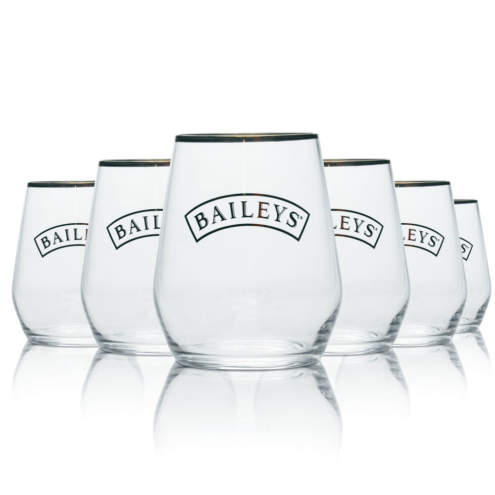 6x Baileys Glas 0,38l Tumbler Becher Gläser On Ice Goldrand Irish Cream Coffee