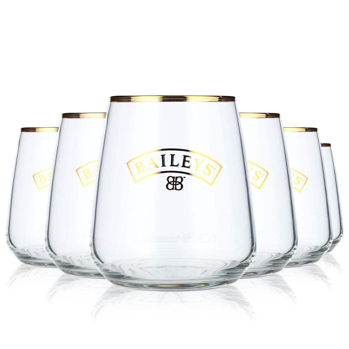 6x Baileys Likör Glas 4cl Tumbler Likörgläser konisch Logo mit Goldrand