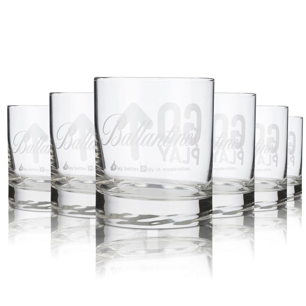 6x Ballantines Whisky Glas Tumbler Whiskeyglas Gläser "go play"