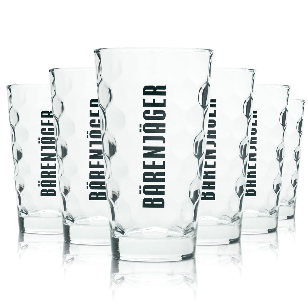 6x Bärenjäger Glas 0,3l Longdrink Cocktail Kontur Becher Gläser Gastro Kneipe