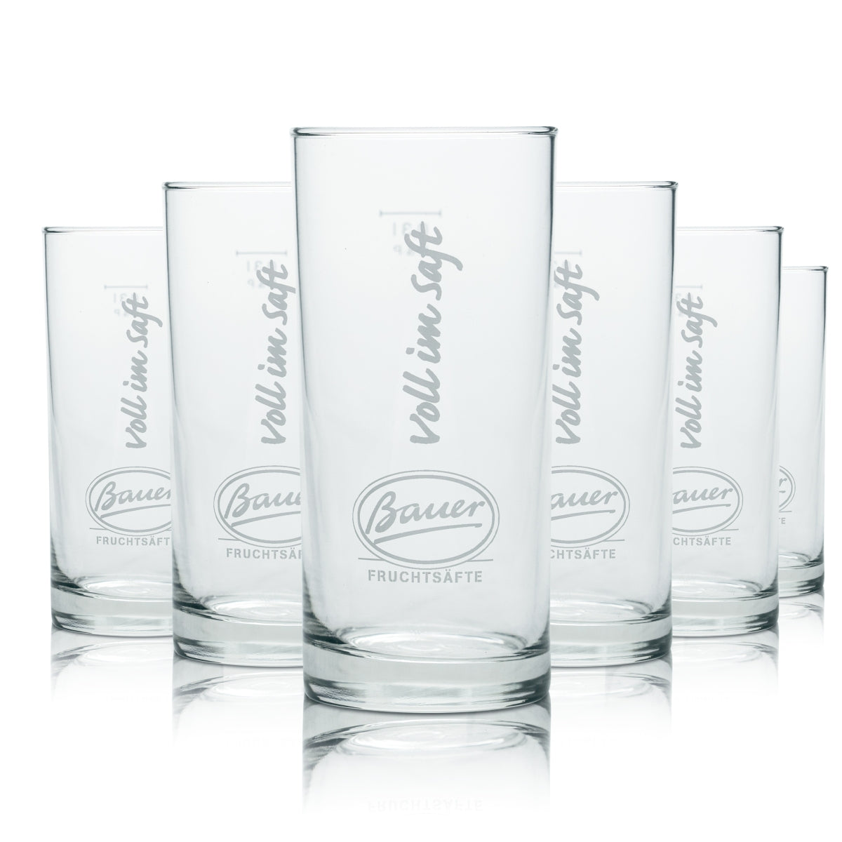 6x Bauer Glas 0,3l Becher Tumbler Gläser Frucht Saft Wasser Limo Schorle