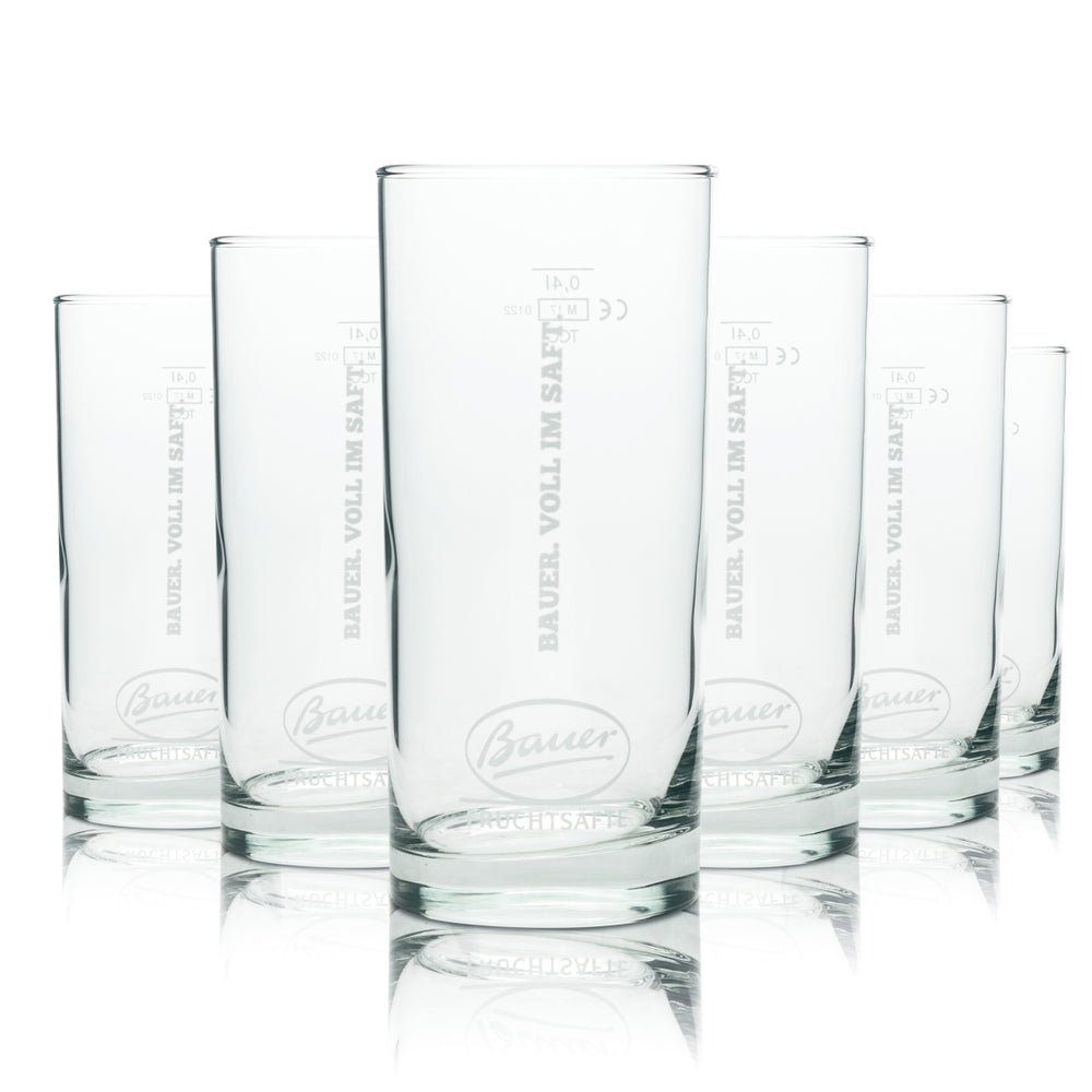 6x Bauer Saft Glas 0,4l Longdrink Amsterdam Becher Cocktail Gläser Gastro Bar