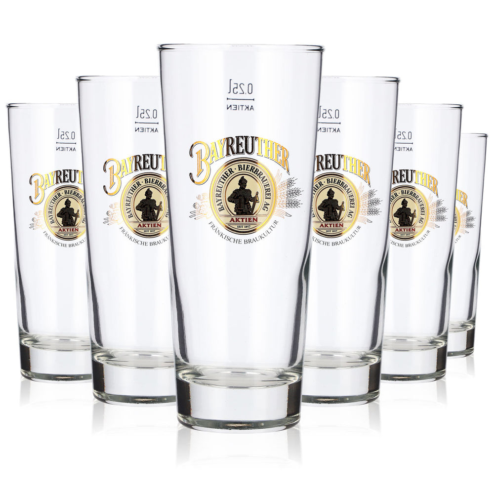 6x Bayreuther Bier Glas 0,25l Becher Tumbler Frankonia Bierglas Seidel