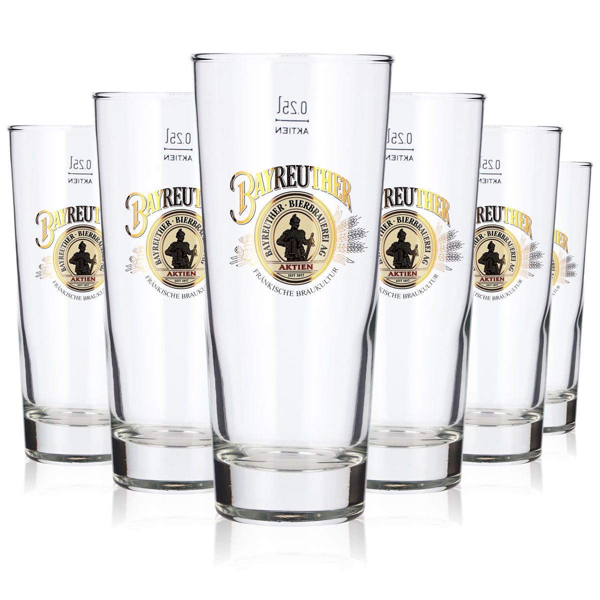 6x Bayreuther Bier Glas 0,25l Becher Tumbler Frankonia Bierglas Seidel