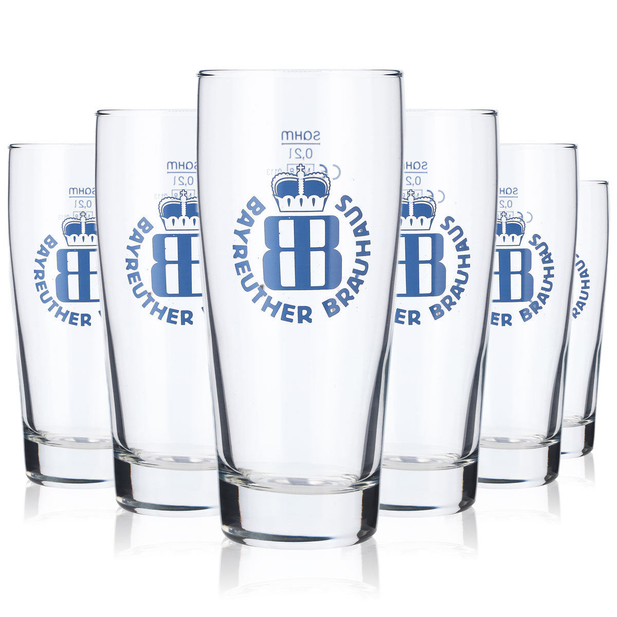 6x Bayreuther Bier Glas 0,2l Becher Biergläser Bierglas Logo blau – Ansicht 5