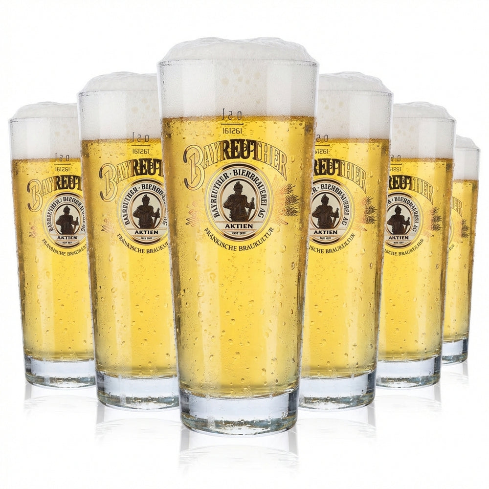 6x Bayreuther Bier Willibecher 0,5l Biergläser Frankonia Becher goldenes Logo