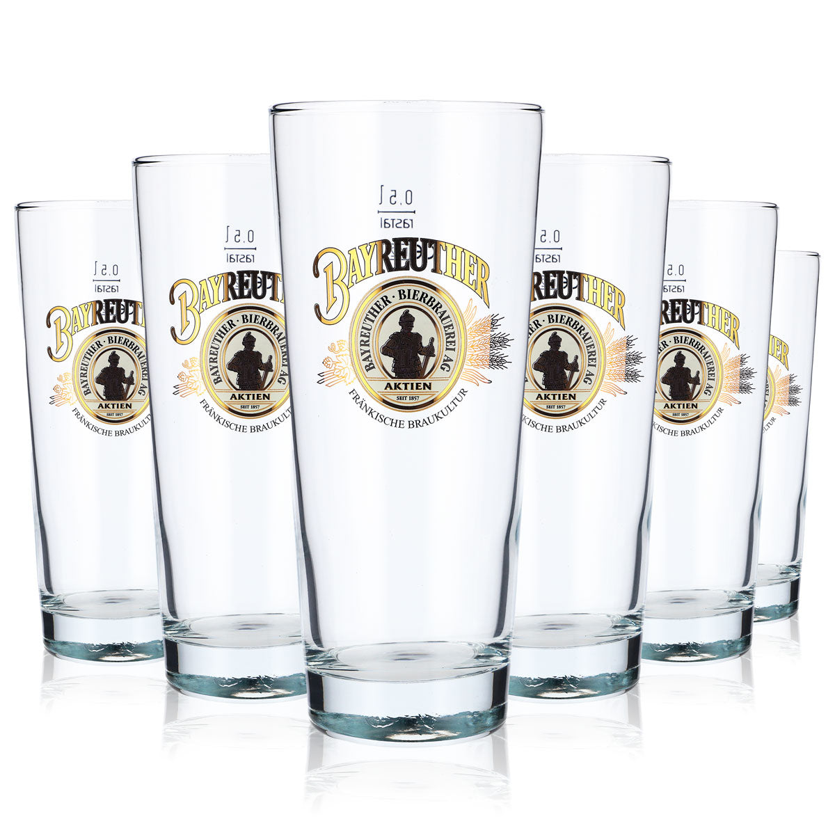 6x Bayreuther Bier Willibecher 0,5l Biergläser Frankonia Becher goldenes Logo – Ansicht 5