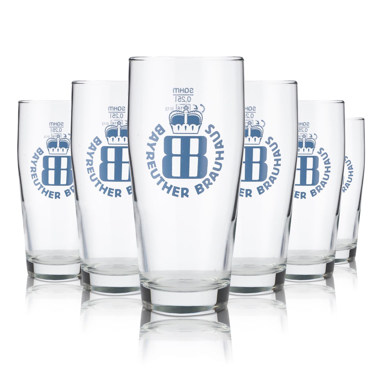 6x Bayreuther Glas 0,25l Willi Becher Helles Biergläser Set Brauerei Gastro