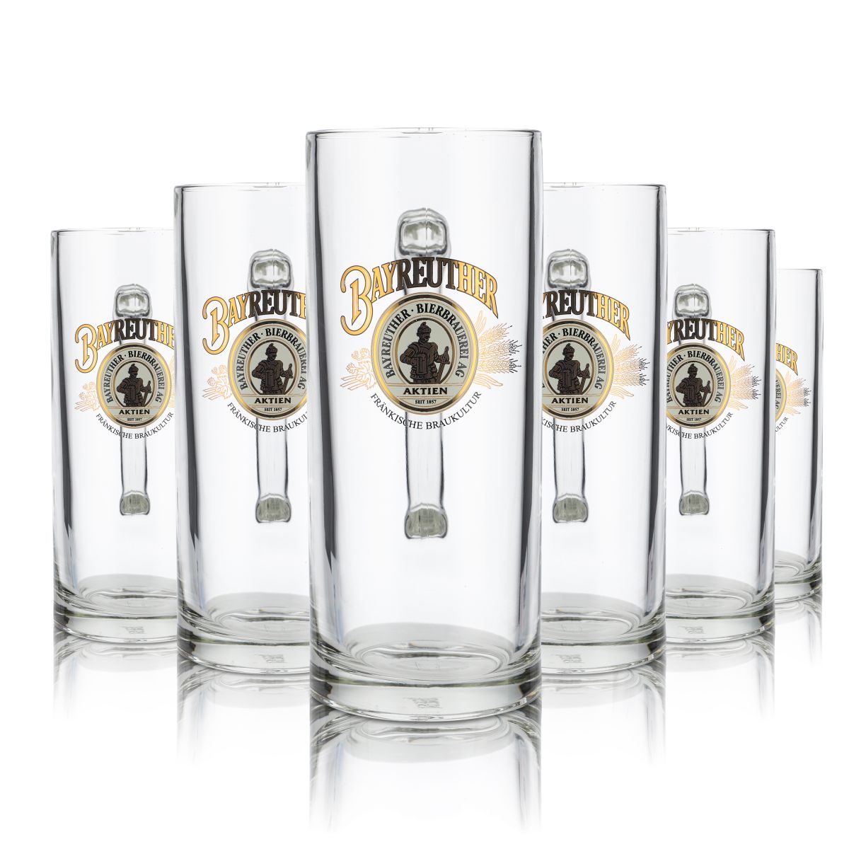 6x Bayreuther Glas 0,5l Bierkrug Humpen Seidel Gläser Set Brauerei Gastro