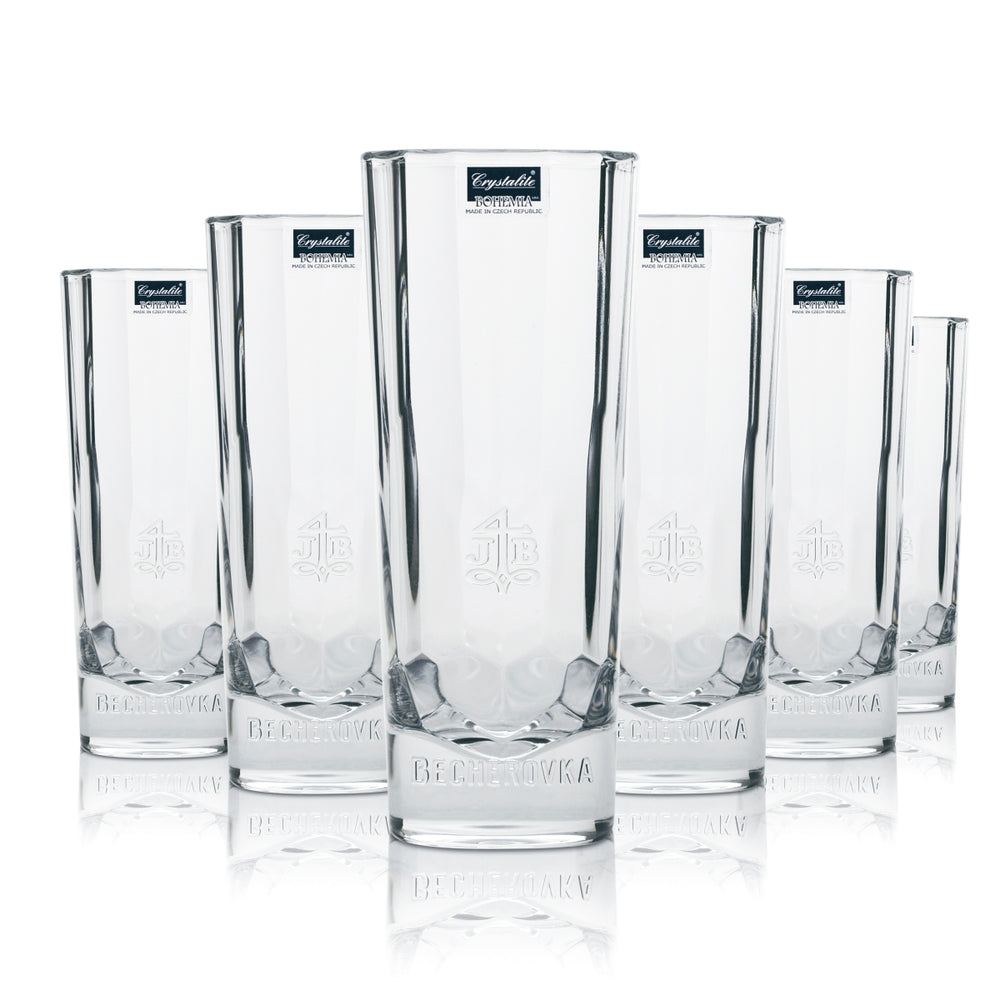 6x Becherovka Vodka Glas Kristall Tumbler 300ml