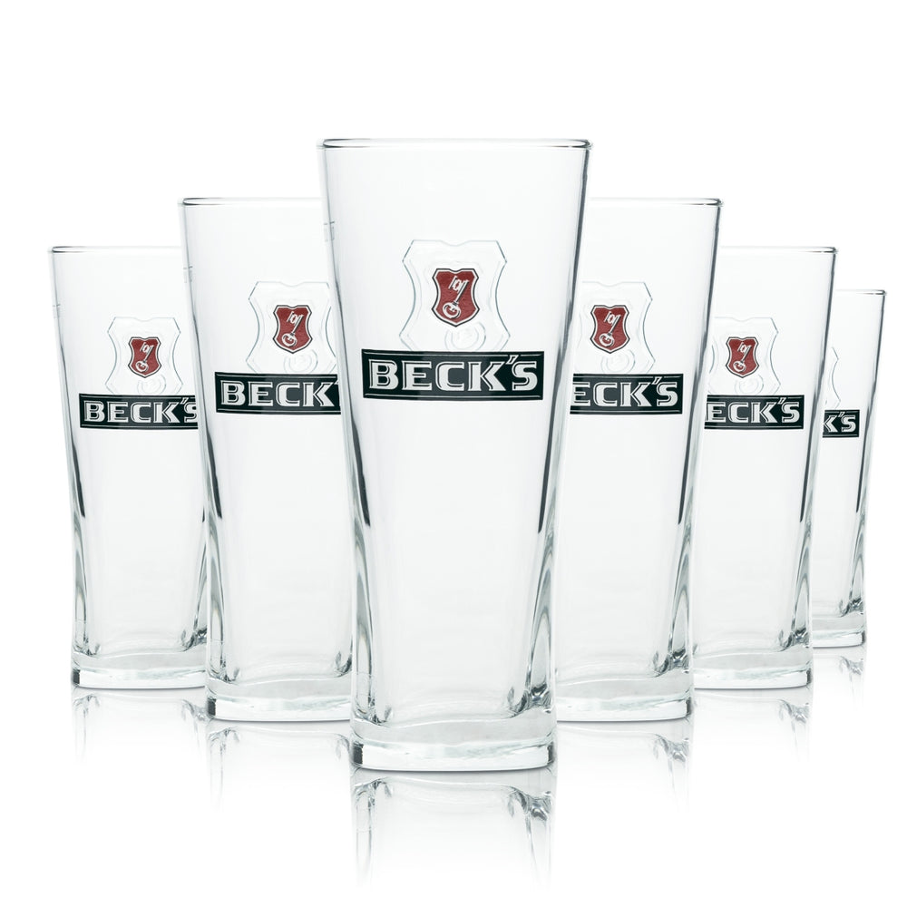 6x Becks Bier Glas 0,2l Biergläser Henry Gläser Becher Relief Logo