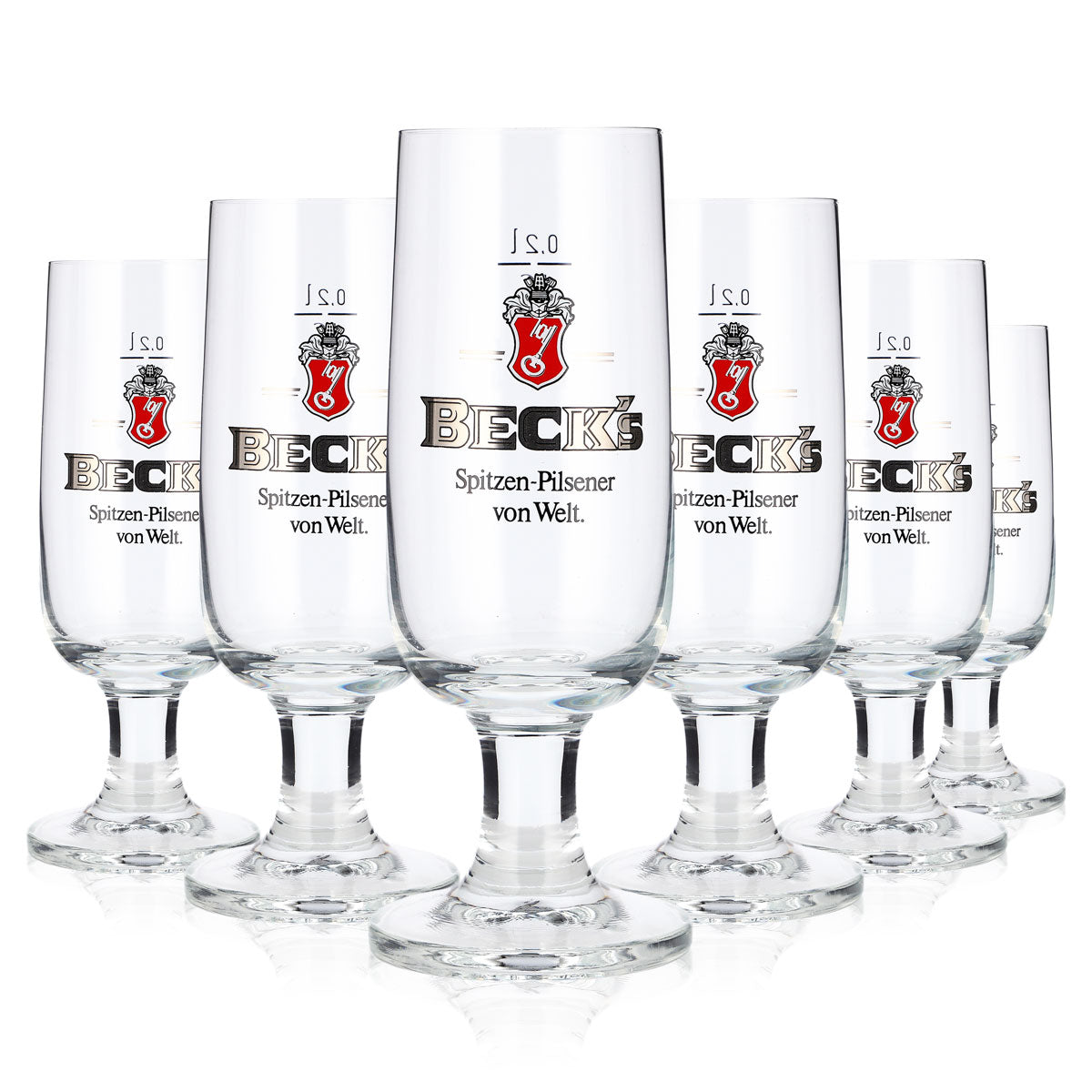 6x Becks Bier Glas 0,2l Pokal Pilsener Ritzenhoff