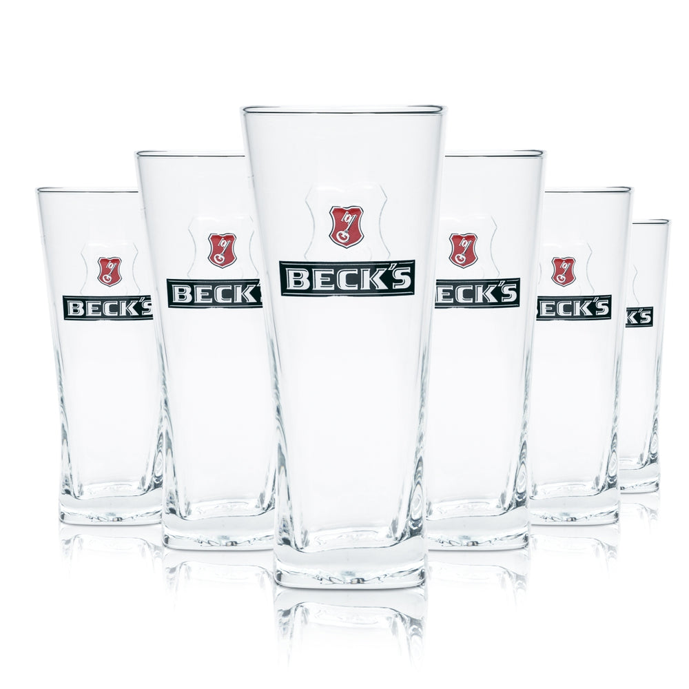 6x Becks Bier Glas 0,3l Becher Henry Willi Gläser Relief Cup Brauerei Druck Beer