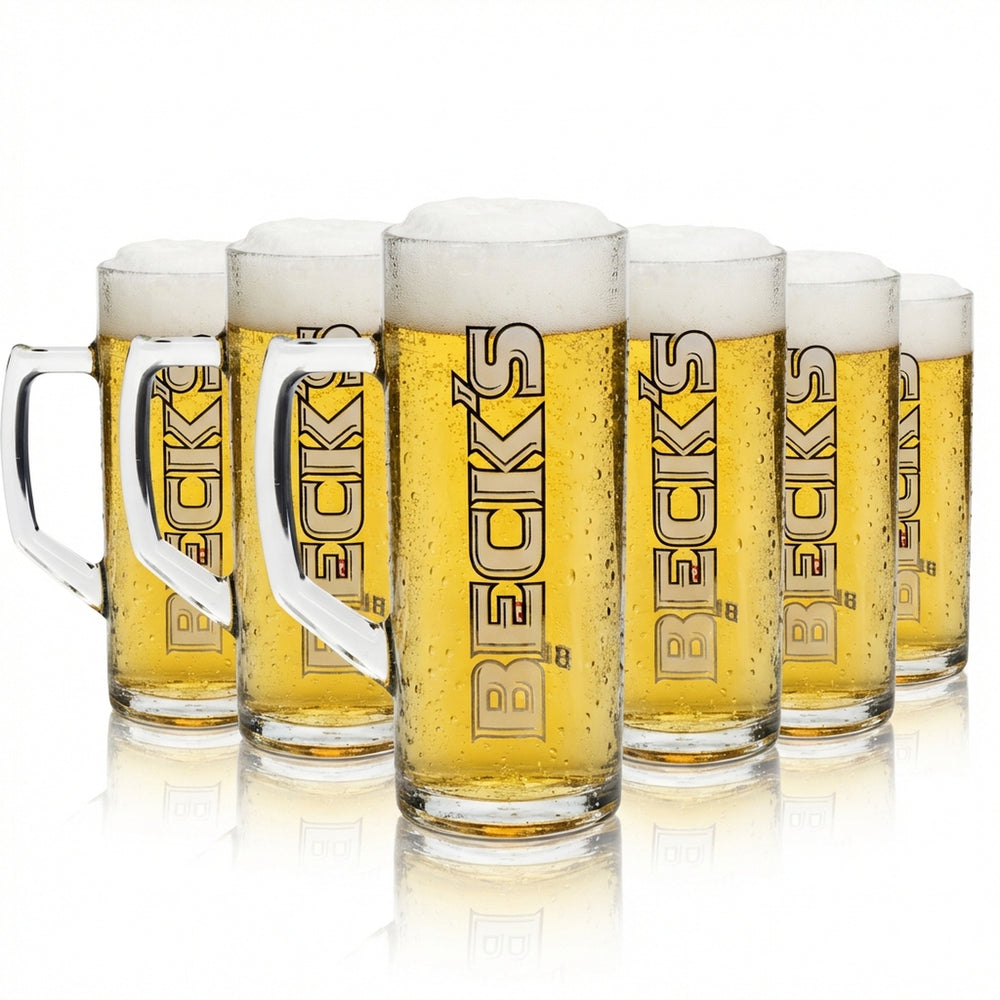 6x Becks Bier Glas Krug 0,5l Reno Borgonovo Seidel Henkel Gläser Humpem Krüge