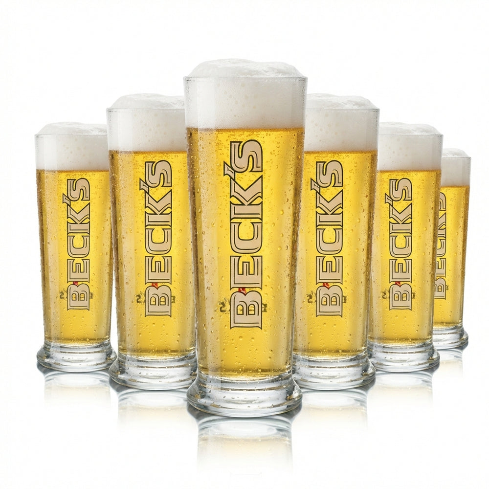6x Becks Bier Glas Seattle 0,25l Tulpe Brauerei Gläser Stange Pokal Pils Cup Bar