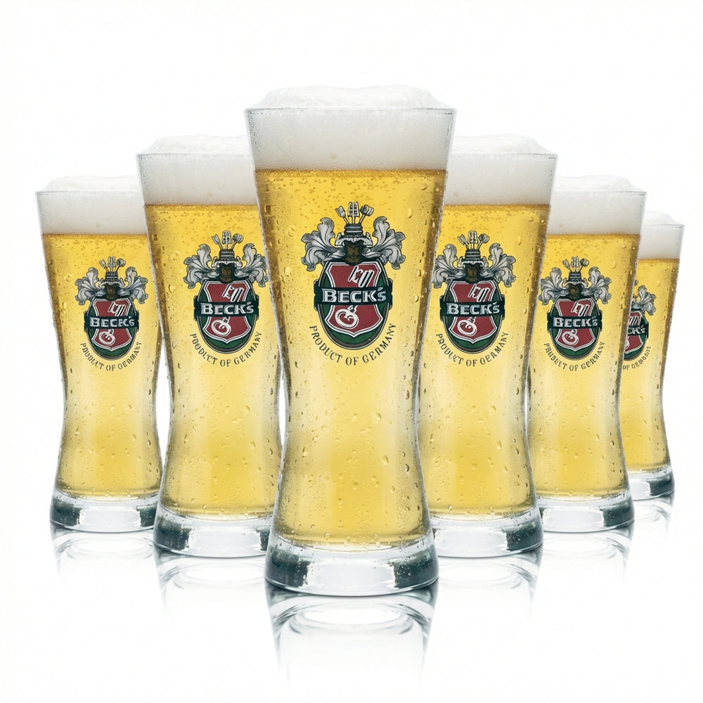 6x Becks Glas 0,2l Bier Becher Pokal Tulpe Cup Gläser Brauerei Beer Pils Kneipe