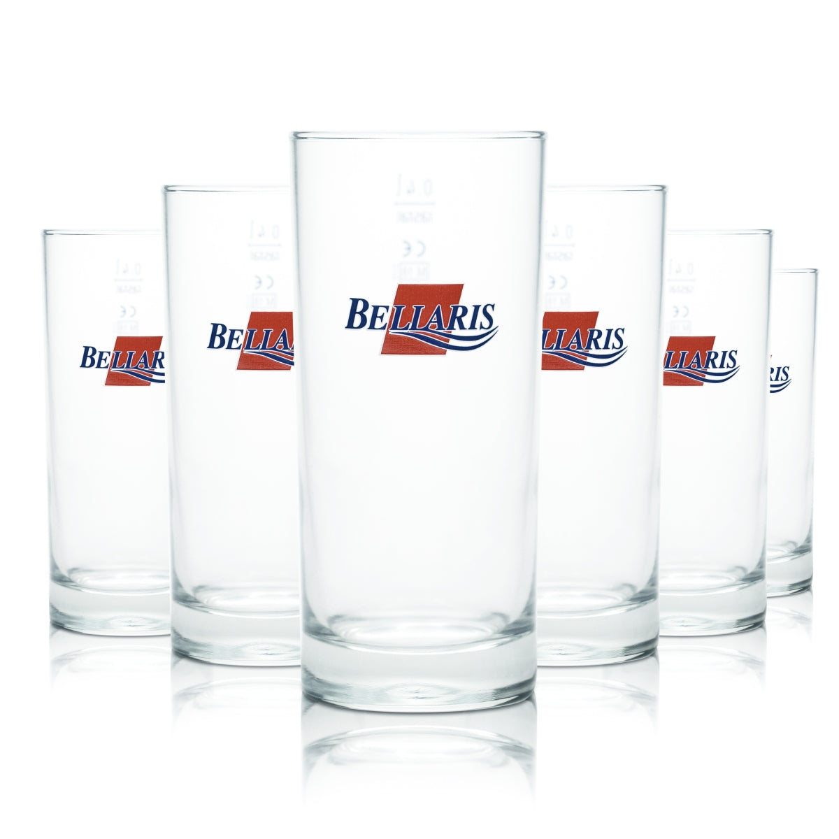 6x Bellaris Glas 0,4l Mineral Wasser Becher Gläser Sprudel Saft Soda Geeicht