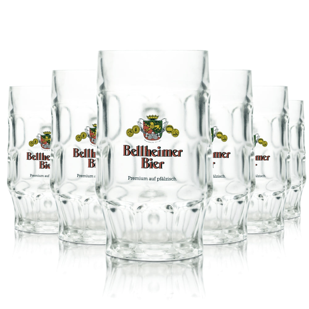 6x Bellheimer Glas 0,5l Premium Bier Krug Pfalz Brauerei Humpen Seidel Gläser