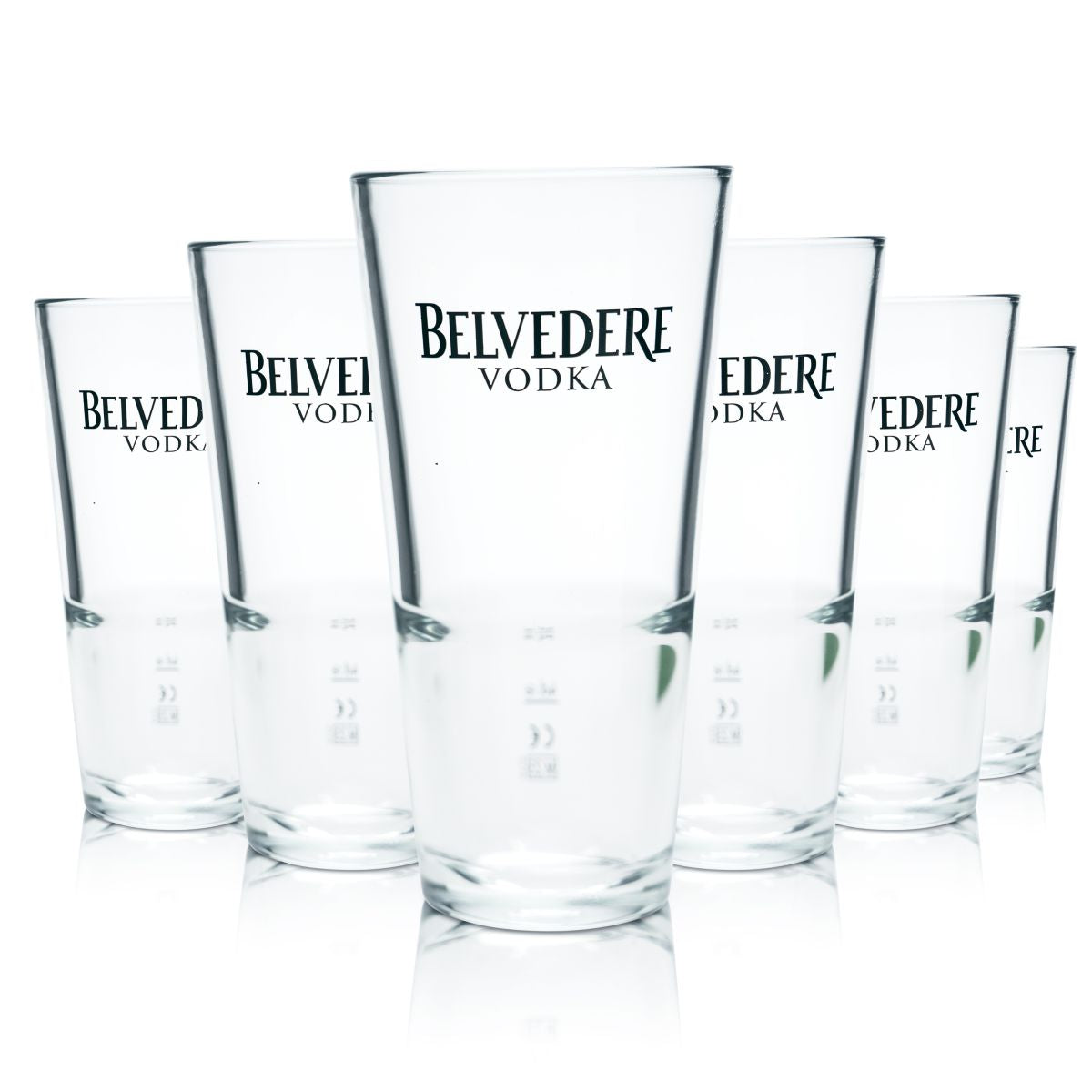 6x Belvedere Vodka Glas 0,376l Longdrinkglas Cocktailglas Highball Gläser Eiche