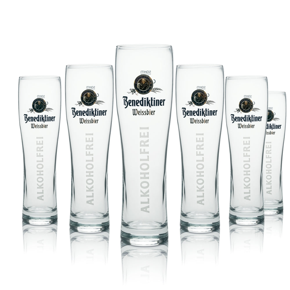 6x Benediktiner Bier Glas 0,5l Weizen Alkoholfrei Sahm Madison