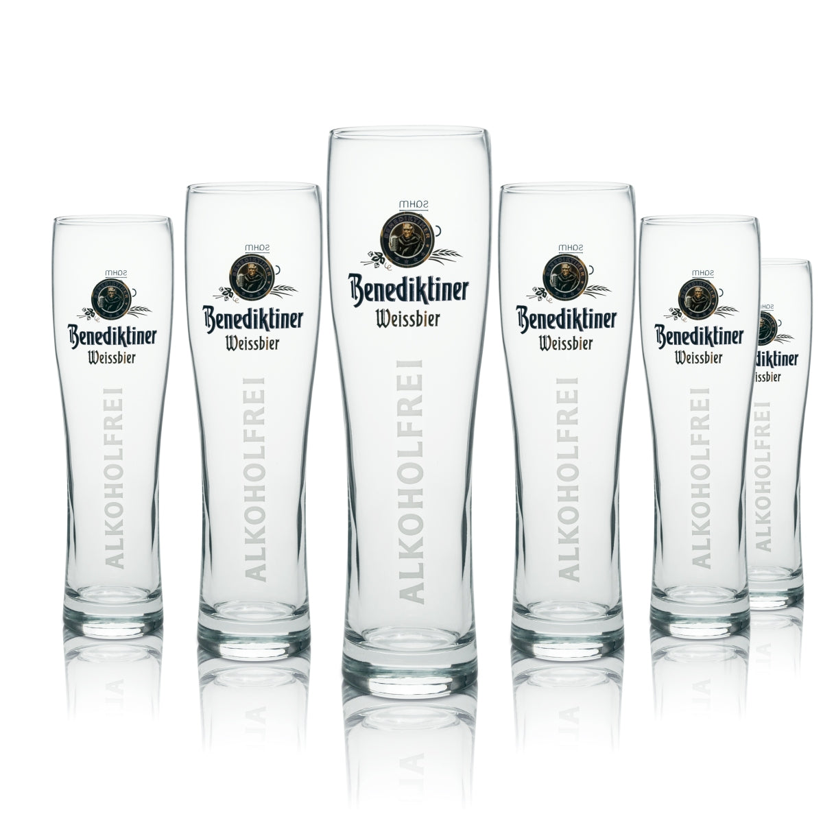 6x Benediktiner Bier Glas 0,5l Weizen Alkoholfrei Sahm Madison