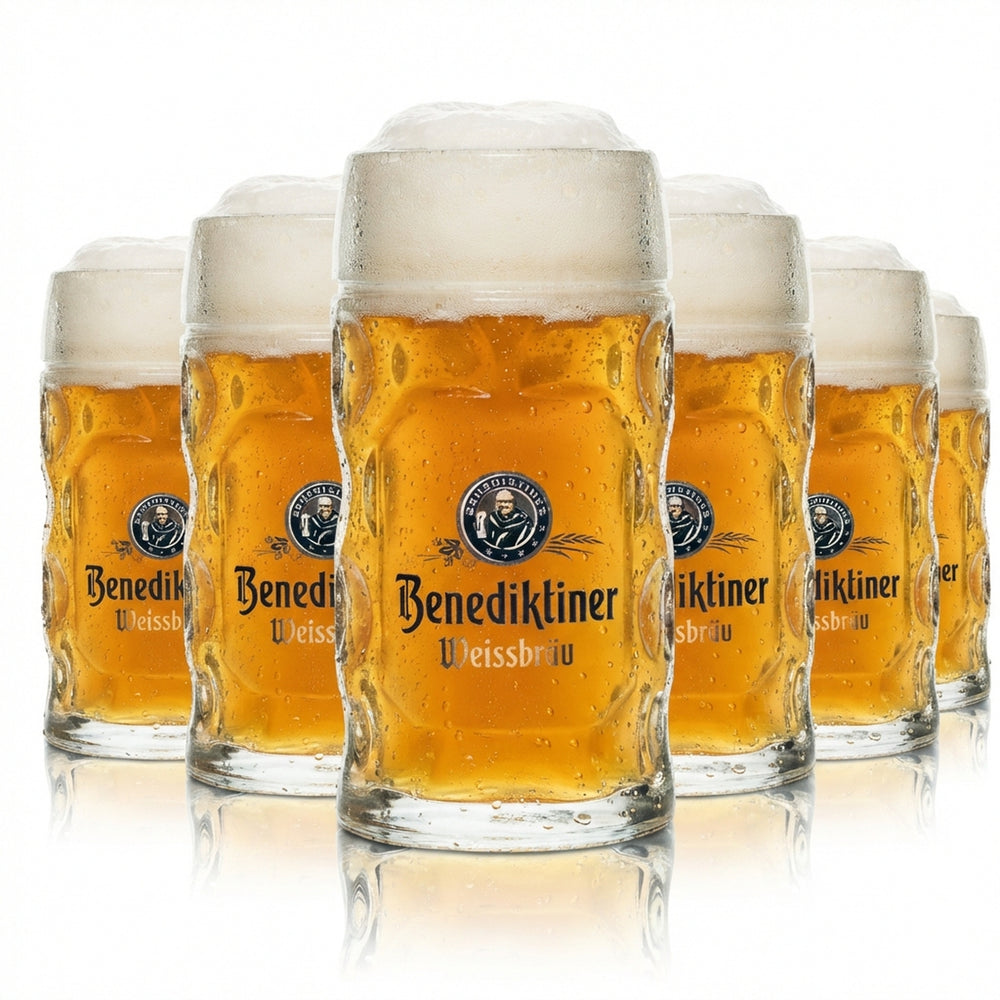 6x Benediktiner Weissbräu Bier Glas 0,3l Krug Isar Seidel Henkel Gläser Krüge