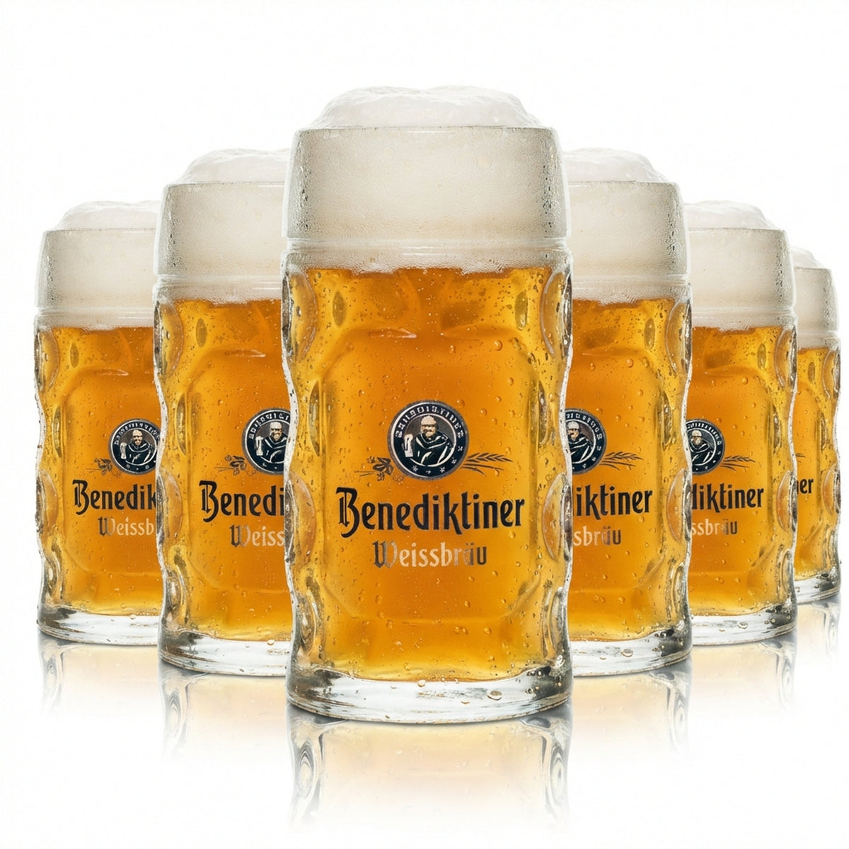 6x Benediktiner Weissbräu Bier Glas 0,3l Krug Isar Seidel Henkel Gläser Krüge