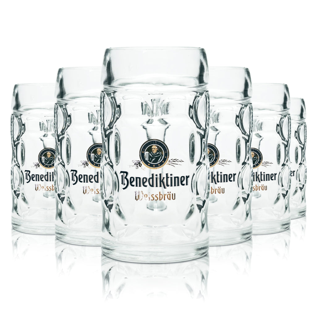 6x Benediktiner Weissbräu Bier Glas 0,5l Krug Isar Seidel Henkel Gläser Krüge