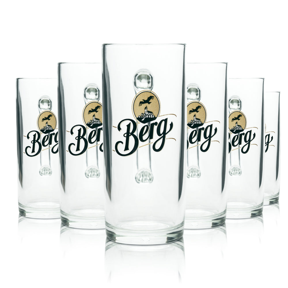 6x Berg Brauerei Bier Glas 0,5l Krug Sahm Seidel Henkel Gläser Krüge Humpen