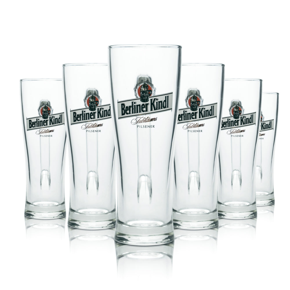 6x Berliner Kindl Glas 0,5l Bier Krug Design Kontur Gläser Pilsener Brauerei