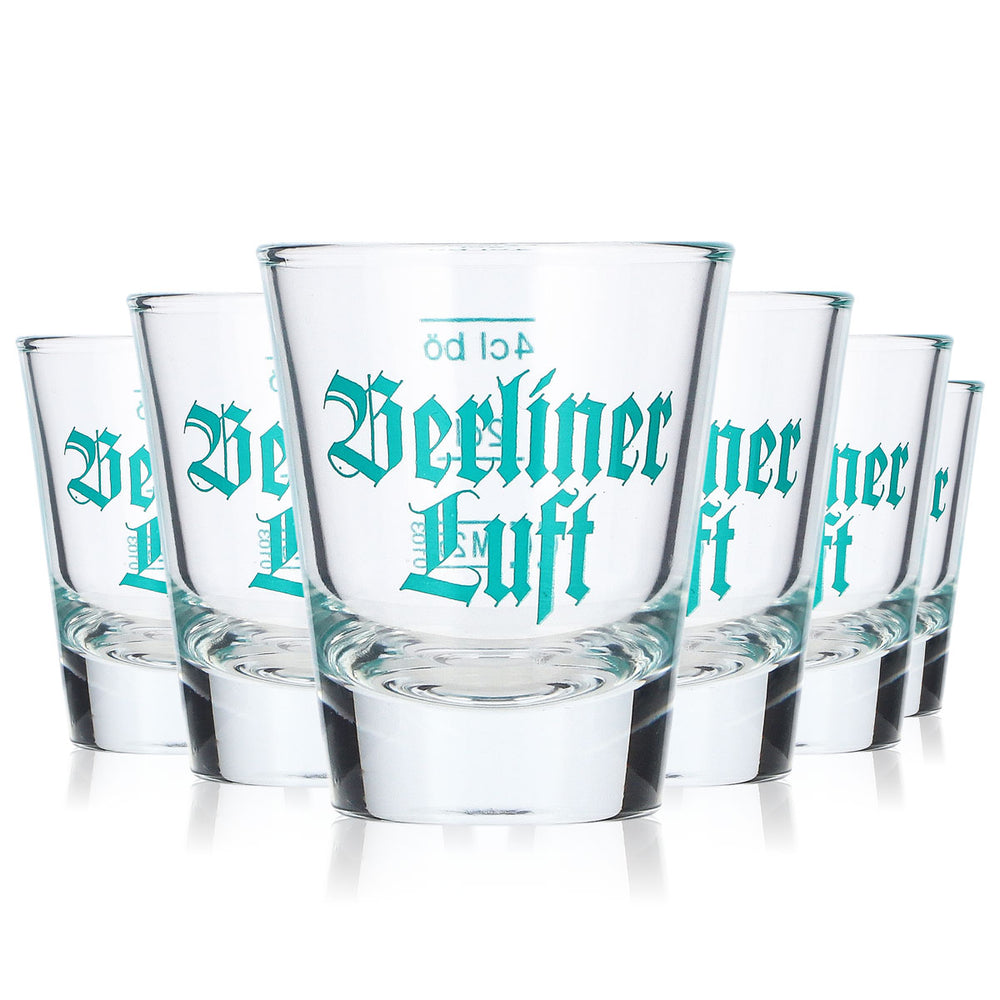 6x Berliner Luft Tequila Glas 2cl + 4cl Shotglas Türkises Logo