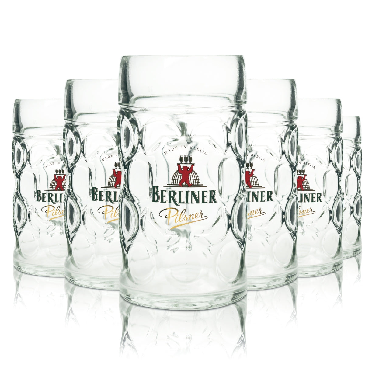 6x Berliner Pilsner Bier Glas 1l Maßkrug Humpen Henkel Gläser Krüge Seidel Beer
